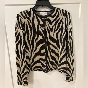 St. John Collection Zebra Pattern Knit Top